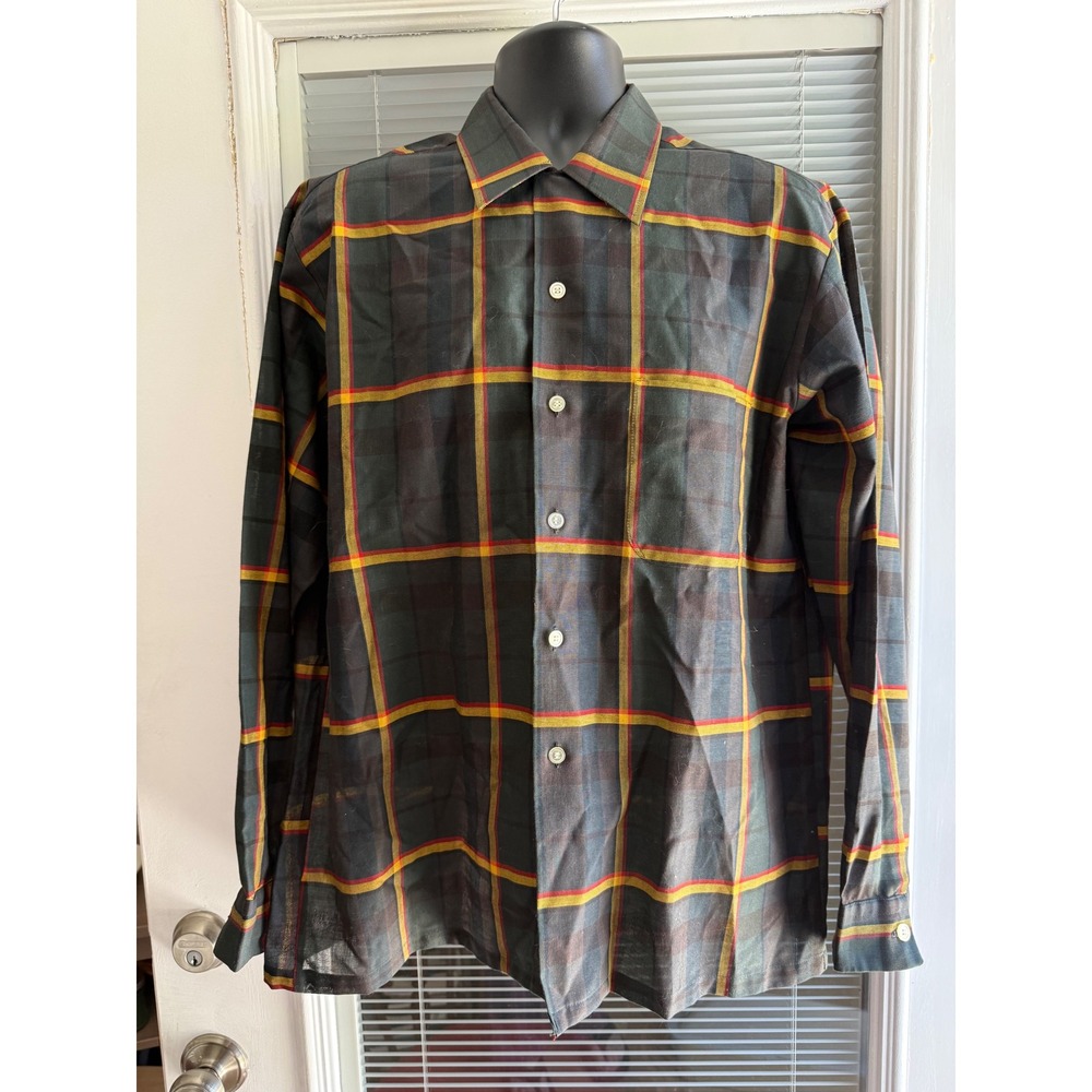Donegal Neva-Press Shirt Mens L multicolored Plaid Vintage Cotton Button Down